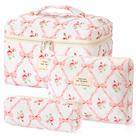 Bolsa de maquiagem HBSelect acolchoada de algodão para viagem, 3 peças para mulheres e meninas Bolsa de maquiagem HBSelect acolchoada de algodão para viagem, 3 peças para mulheres e meninas