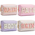 Bolsa de maquiagem HBselect Chenille Letter Patch Waterproof x4