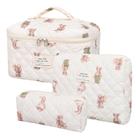 Bolsa de maquiagem Honitty, bolsa de cosméticos acolchoada, conjunto de algodão floral