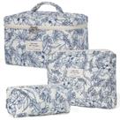 Bolsa de maquiagem Honitty Quilted Cosmetic Bags, conjunto floral de 3