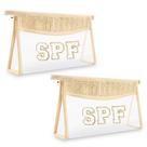 Bolsa de maquiagem Iqimott Boho Patch Clear Letter impermeável para mulheres