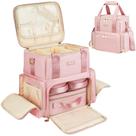 Bolsa de maquiagem Jaffzora Extra Large com 3 estojos removíveis rosa Bolsa de maquiagem Jaffzora Extra Large com 3 estojos removíveis rosa