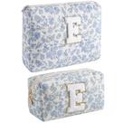 Bolsa de maquiagem JOVAKIT Alphabet Cosmetic Bag 2 peças Blue Floral E
