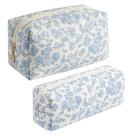 Bolsa de maquiagem JOVAKIT Bolsa de cosméticos acolchoada para mulheres e meninas azul