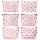 Bolsa de maquiagem Kacctyen Coquette Bow Pink Flax, pacote com 6, 25x18cm