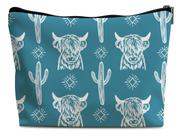 Bolsa de maquiagem Lacosu Western Leather COW V para mulheres