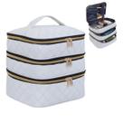 Bolsa de maquiagem LANDFOBO Large de 3 camadas com alça Travel Beige Bolsa de maquiagem LANDFOBO Large de 3 camadas com alça Travel Beige