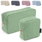 Bolsa de maquiagem MAGEFY Corduroy Cosmetic Bag Green, conjunto de 2 Bolsa de maquiagem MAGEFY Corduroy Cosmetic Bag Green, conjunto de 2