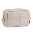 Bolsa de maquiagem Narwey Puffy acolchoada para mulheres que viajam, cáqui