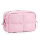 Bolsa de maquiagem Narwey Puffy acolchoada para mulheres que viajam, rosa