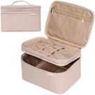 Bolsa de maquiagem NISHEL Large Double Layer Travel para mulheres rosa