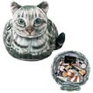 Bolsa de maquiagem Openhahaha em forma de gato com cordão cinza Tabby