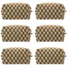 Bolsa de maquiagem PAZIMIIK Checkered Portable Coffee (6 unidades)