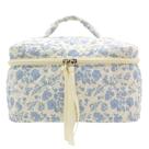 Bolsa de maquiagem PAZIMIIK, estojo de viagem acolchoado grande de algodão azul