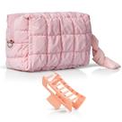 Bolsa de maquiagem PIAKASSO acolchoada rosa acolchoada com grampo de cabelo