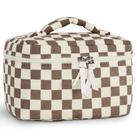 Bolsa de maquiagem Prite Corduroy acolchoada floral com alça para mulheres