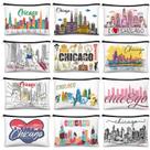 Bolsa de maquiagem Reginary Chicago Souvenir, 12 unidades para viagens femininas