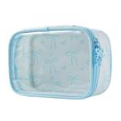 Bolsa de maquiagem RSRSLEII Cute Clear com padrão de laço de nylon 02 azul