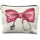Bolsa de maquiagem RYYCDOI Coquette Bow Stethoscope Pink Linen