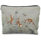 Bolsa de maquiagem RYYCDOI Fox Wildflowers Linen com forro impermeável