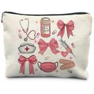 Bolsa de maquiagem RYYCDOI Nursing Student rosa linho impermeável