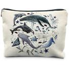 Bolsa de maquiagem RYYCDOI Ocean Animals Shark Whale Linen 19x25cm
