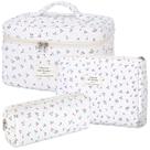 Bolsa de maquiagem senbowe Floral Cherry, pacote com 3 unidades de algodão acolchoado