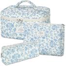 Bolsa de maquiagem senbowe Floral, pacote com 3 unidades, algodão acolchoado para mulheres