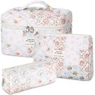 Bolsa de maquiagem senbowe Floral, pacote com 3 unidades, grande, algodão acolchoado
