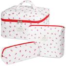 Bolsa de maquiagem senbowe Floral, pacote com 3 unidades, grande, algodão acolchoado