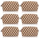 Bolsa de maquiagem SOIDRAM Checkered Preppy Cosmetic Brown 6 unidades