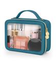 Bolsa de maquiagem Soimeat Clear Portable Travel Waterproof Blue