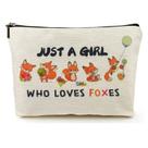 Bolsa de maquiagem Suemetic Fox Linen para mulheres e meninas 25x5x18cm