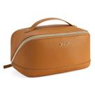 Bolsa de maquiagem Telena Large Capacity Travel PU Leather Brown