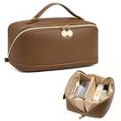 Bolsa de maquiagem Telena Large Capacity Travel PU Leather Brown