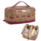 Bolsa de maquiagem Telena Large Capacity Travel PU Leather Red