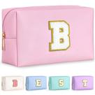 Bolsa de maquiagem TOPEAST Preppy Patch Chenille Letter PU Leather