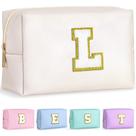 Bolsa de maquiagem TOPEAST Preppy Patch Chenille Letter White L Bolsa de maquiagem TOPEAST Preppy Patch Chenille Letter White L