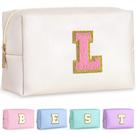 Bolsa de maquiagem TOPEAST Preppy Patch Personalizada Pearl White L