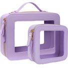 Bolsa de maquiagem transparente para viagem, bolsa de cosméticos roxa FFPaw, 2 unidades