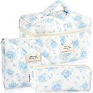 Bolsa de maquiagem URSKYTOUS, conjunto de 3 de algodão acolchoado para mulheres e meninas