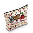 Bolsa de maquiagem WZMPA Funny Cherry Cosmetic Peace Love Cherries
