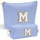 Bolsa de maquiagem YOOLIFE Initial Blue M para meninas de 4 a 13 anos Bolsa de maquiagem YOOLIFE Initial Blue M para meninas de 4 a 13 anos