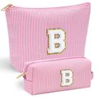 Bolsa de maquiagem YOOLIFE Initial Cute Pink para mulheres com alça