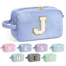 Bolsa de maquiagem YOOLIFE Initial Monogram Cute Blue para mulheres Bolsa de maquiagem YOOLIFE Initial Monogram Cute Blue para mulheres
