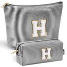 Bolsa de maquiagem YOOLIFE Initial Monogram Cute for Women Black