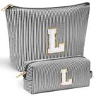 Bolsa de maquiagem YOOLIFE Initial para mulheres - preta Bolsa de maquiagem YOOLIFE Initial para mulheres - preta