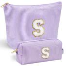 Bolsa de maquiagem YOOLIFE Preppy personalizada com letra inicial Bolsa de maquiagem YOOLIFE Preppy personalizada com letra inicial