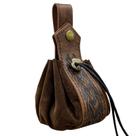 Bolsa de material sintético medieval HiiFeuer com cordão marrom