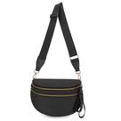 Bolsa de náilon em forma de selim para mulheres, tiracolo, preta